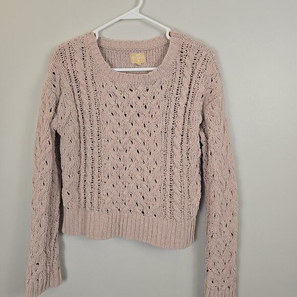 Aero Hygge Pullover Sweater Chunky Knit Long Sleeve Rose Pink XS Lagenlook Boho - Picture 2 of 7